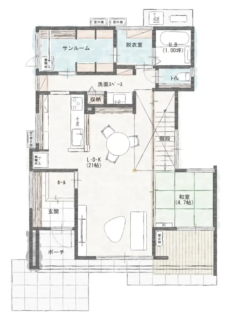 山梨県の注文住宅の施工事例の間取り図