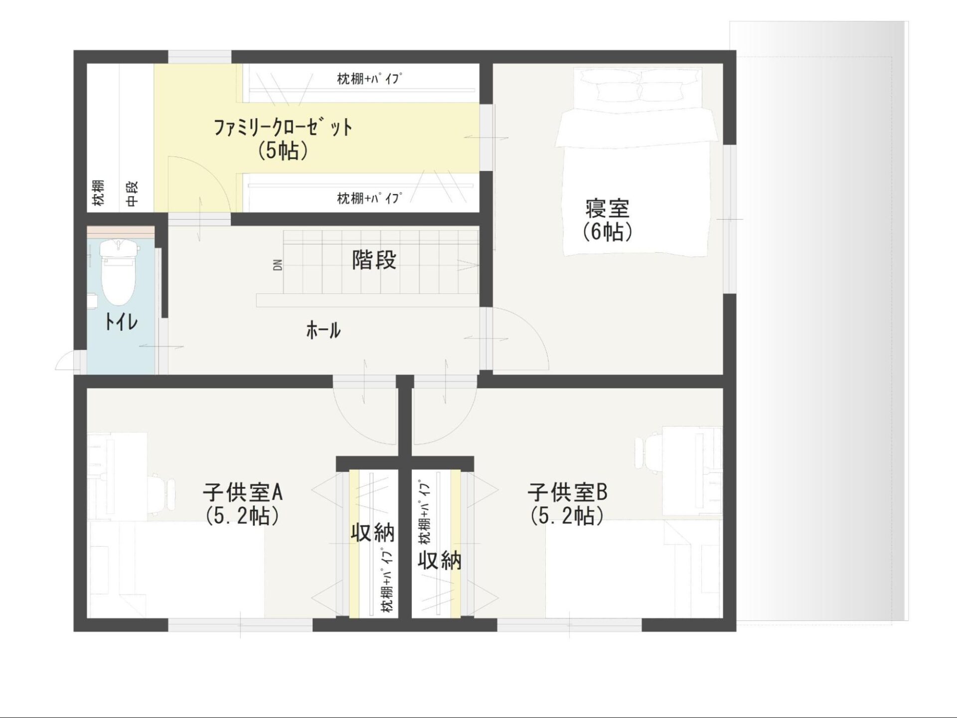 福井県の注文住宅の施工事例の間取り図