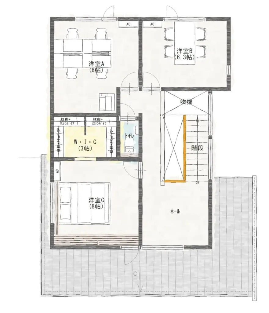 山梨県の注文住宅の施工事例の間取り図