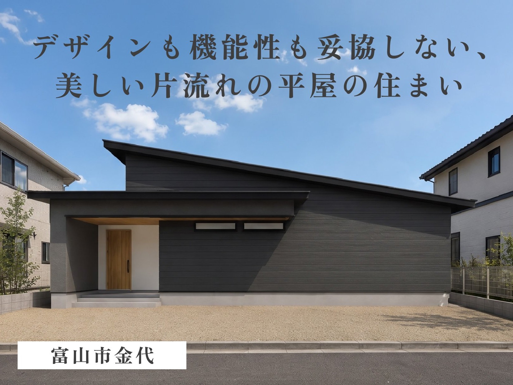 デザインも機能性も妥協しない、美しい片流れの平屋の住まい（富山市金代）