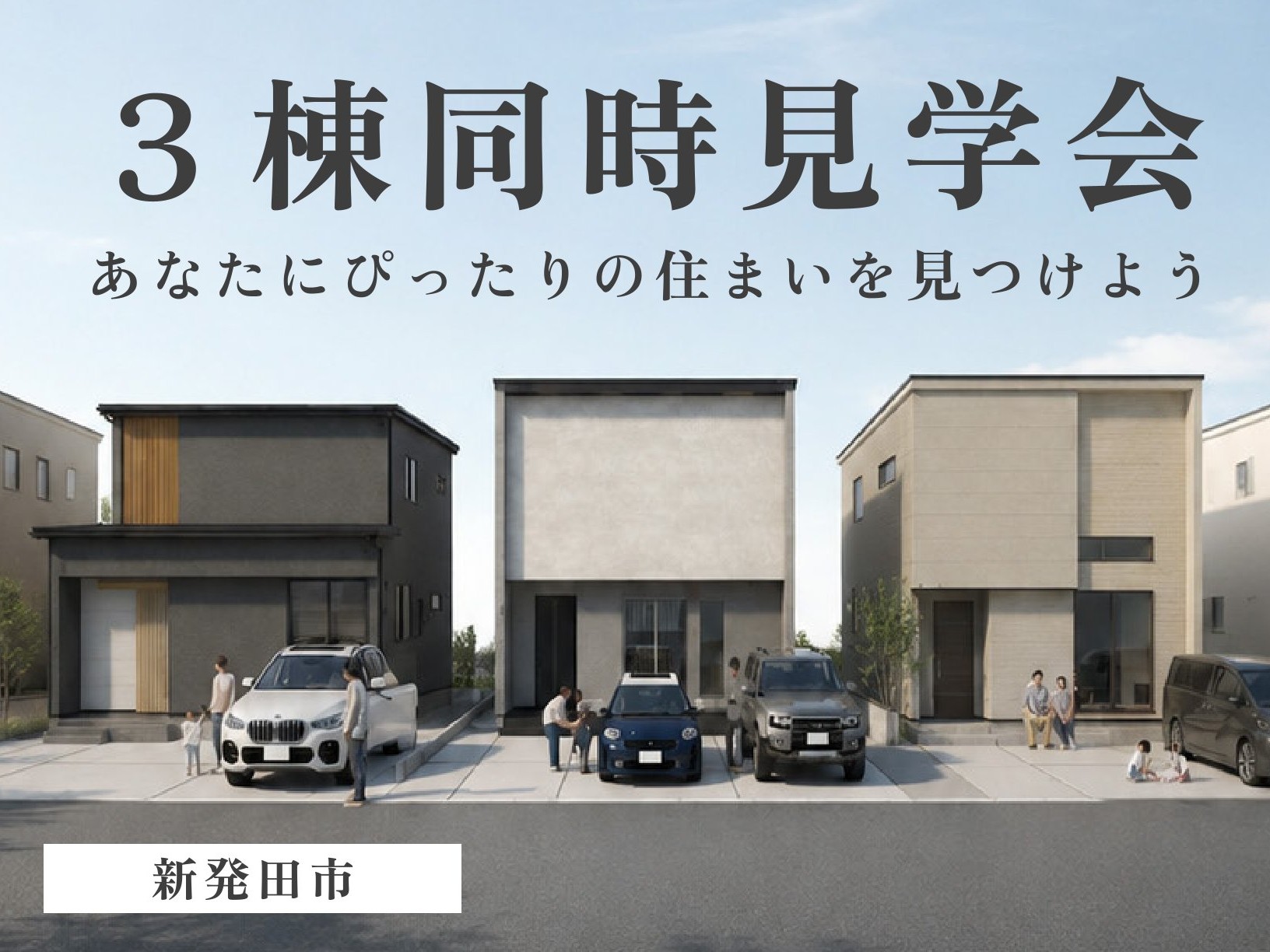 あなたにぴったりの住まいをみつけよう。３棟同時見学会開催！