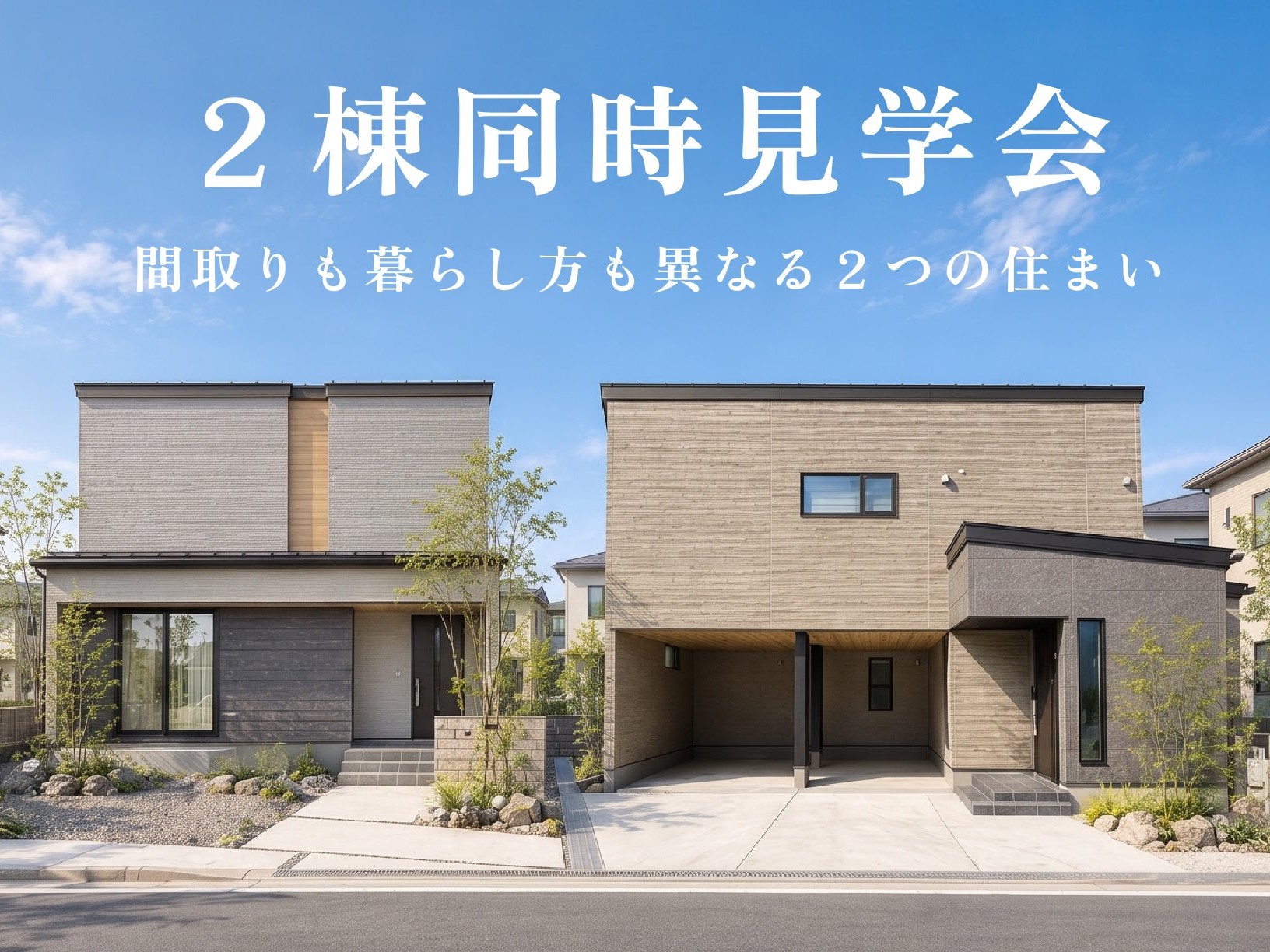 【２棟同時開催】間取りも暮らし方も異なる２つの住まいを、一度に体感できる見学会（江南区）